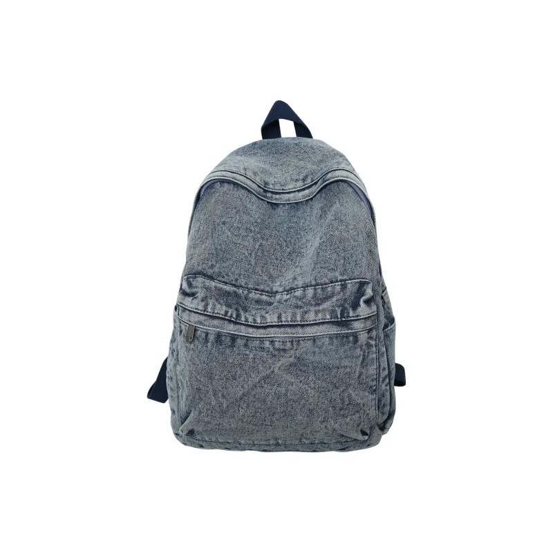 H YXIANG Denim Backpack Unisex Black/Light Blue/Vintage Blue-3