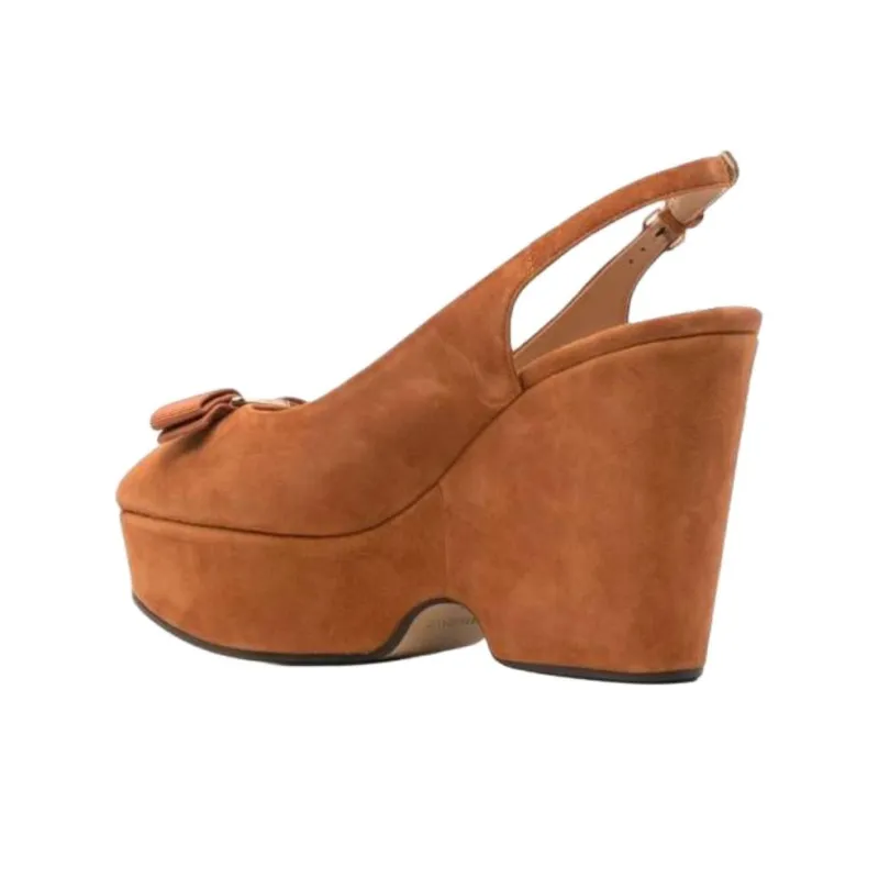 FERRAGAMO Lally Wedge Heel High Heels 10.5cm Women's Brown-3