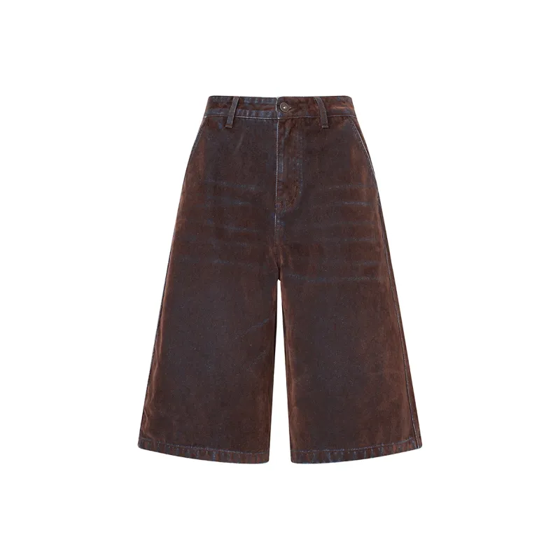 GTRG Denim Shorts Unisex Brown-0