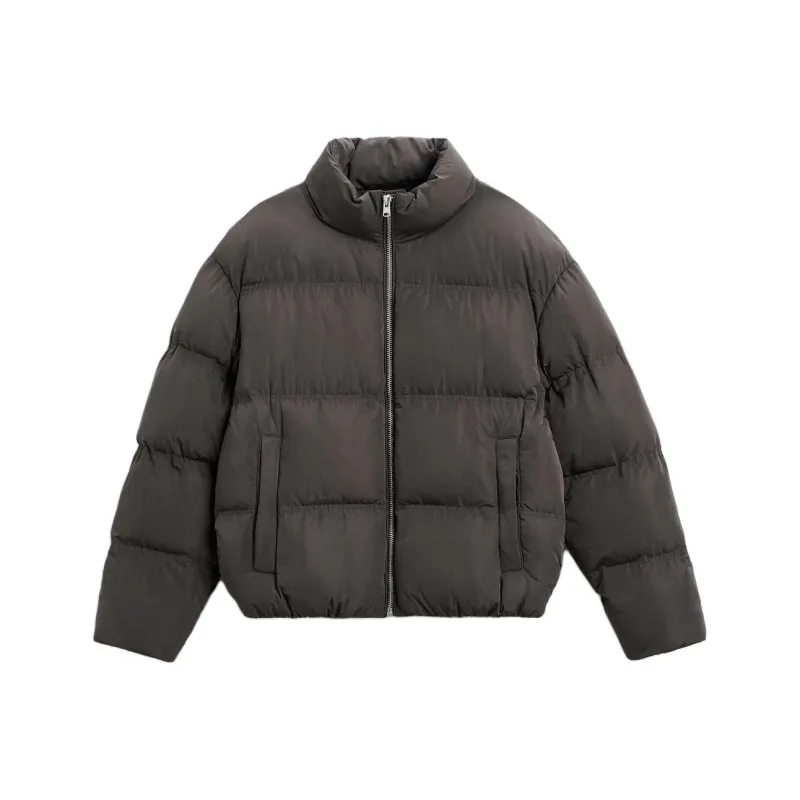 ZARA Puffer Jackets Men Brown-0
