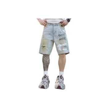 SONGS ALONG Denim Shorts Unisex Light Blue