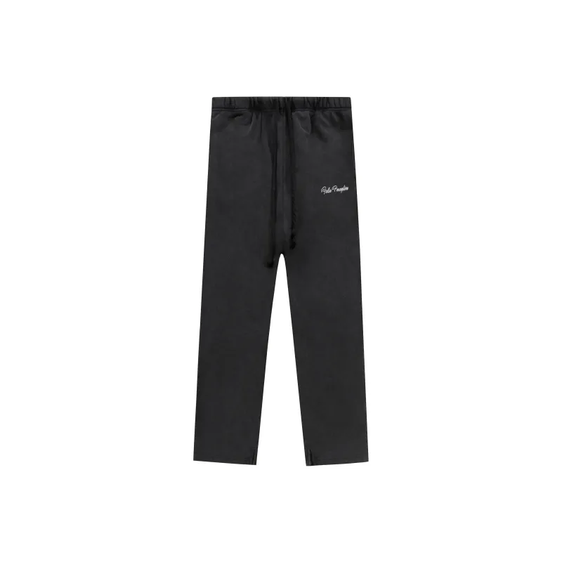 False Perception Casual Pants Unisex Washed Black-0