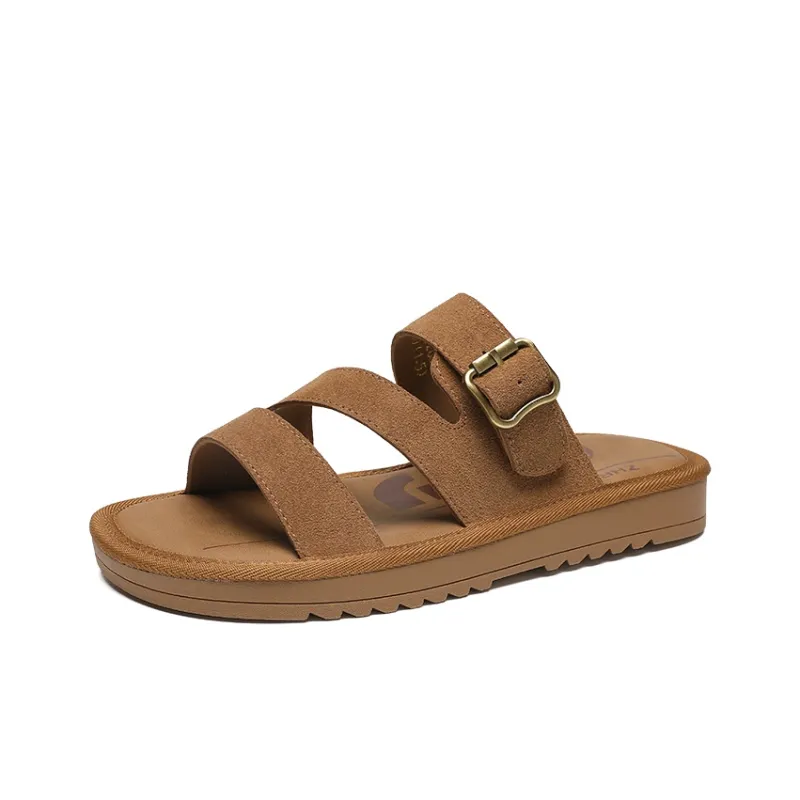 ZHR Slide Slippers Women's Khaki, Chestnut-1