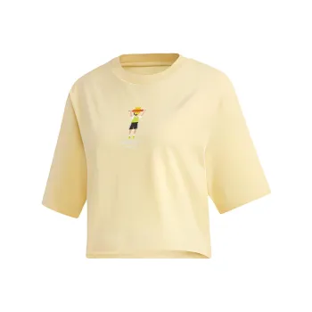 Adidas Neo Drop Shoulder Sleeve T Shirt Women's Orange Yellow