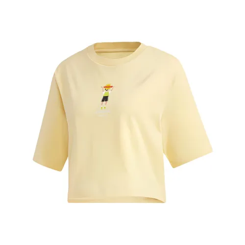 Adidas Neo Drop Shoulder Sleeve T Shirt Women's Orange Yellow