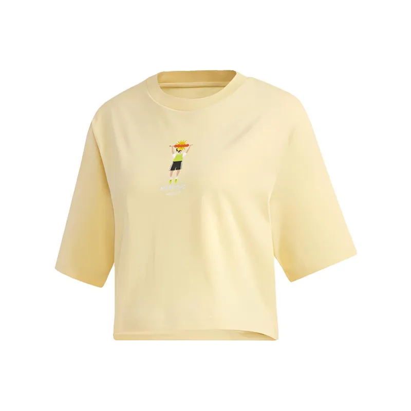 Adidas Neo Drop Shoulder Sleeve T Shirt Women's Orange Yellow-0