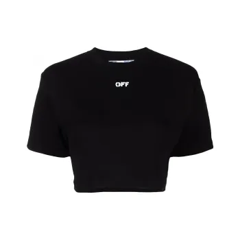 OFF WHITE Cropped Logo print T shirt