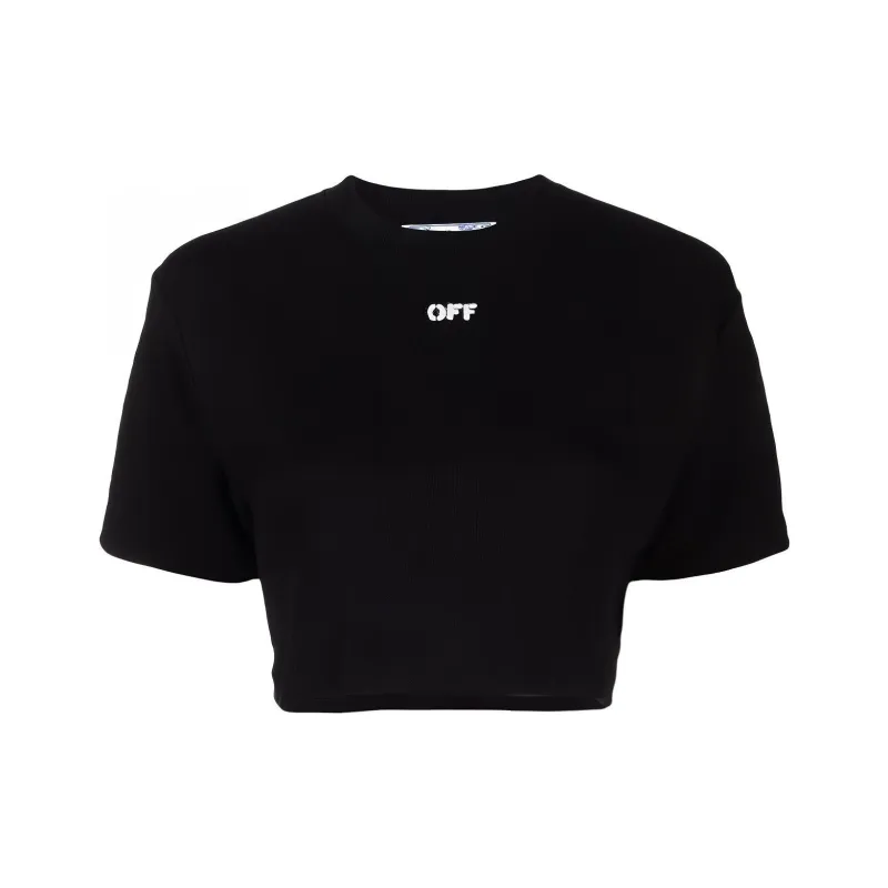 OFF WHITE Cropped Logo print T shirt-0