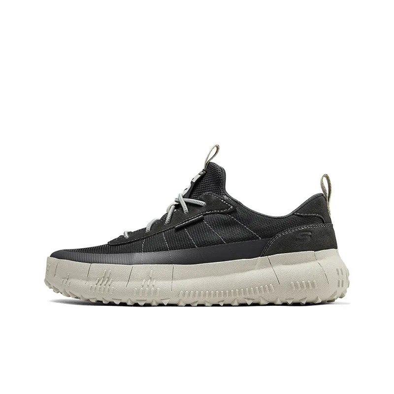 Skechers Anti Slip Wear Resistant Low Top Running Shoes Men's Black Gray White-0