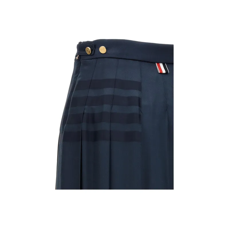 THOM BROWNE 4 Bar Pleated Midi Skirt-2