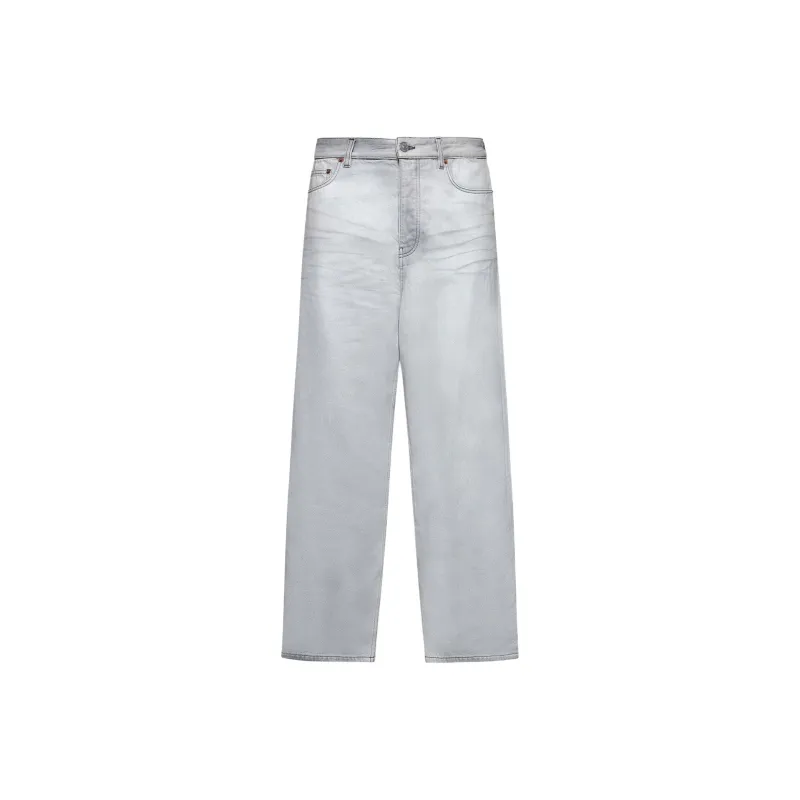 Balenciaga Logo Label Wide Leg Jeans-0