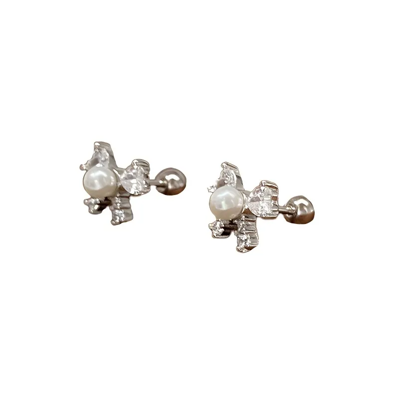 AAJF 925 Silver, Cubic Zirconia, Shell Beads Stud Earrings Women's-1