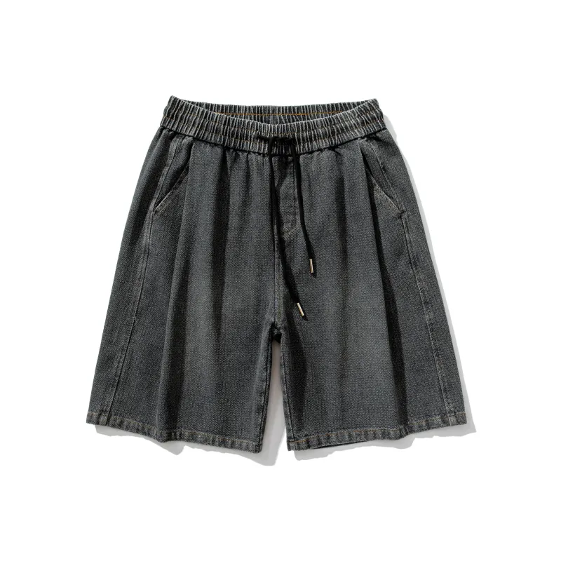BOGEDIT Denim Shorts Men's Solid Color-0