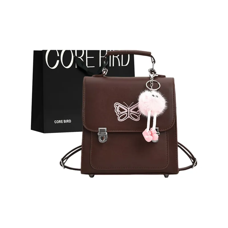 CORE BIRD PU Handbag Shoulder Bag Backpack Unisex Black/Silver/Coffee-6