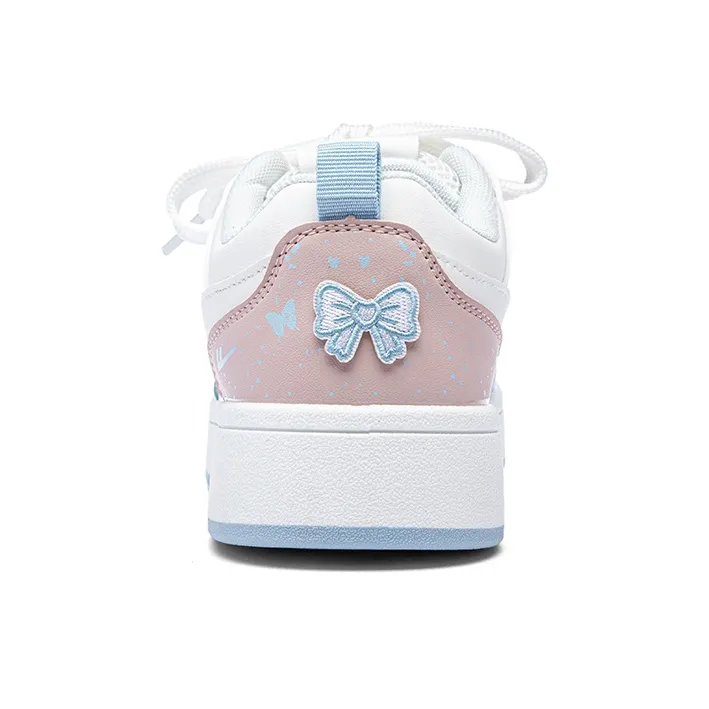 Warrior Lightweight And Breathable Low Top Skateboard Shoes Women's White Blue Pink-4