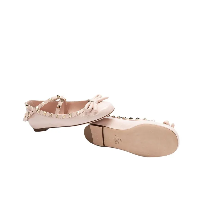 Valentino Garavani Rockstud Bow Detailed Slingback Ballerina Shoes Women's-5