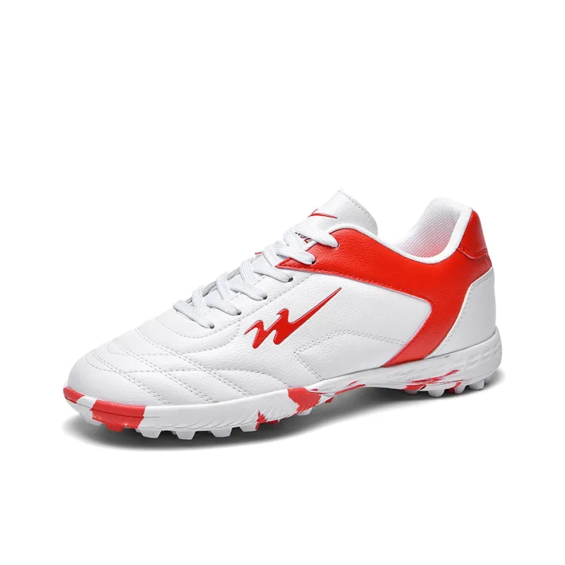 Binary TF Turf Cushioning Abrasion Resistant Lightweight Soccer Shoes Unisex White Red-1