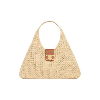 CELINE Plant Material With Cow Leather Handbag Women's Natural & Tan