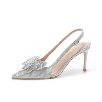 HKCP Slim Heel High Heels 8cm Women's Silver