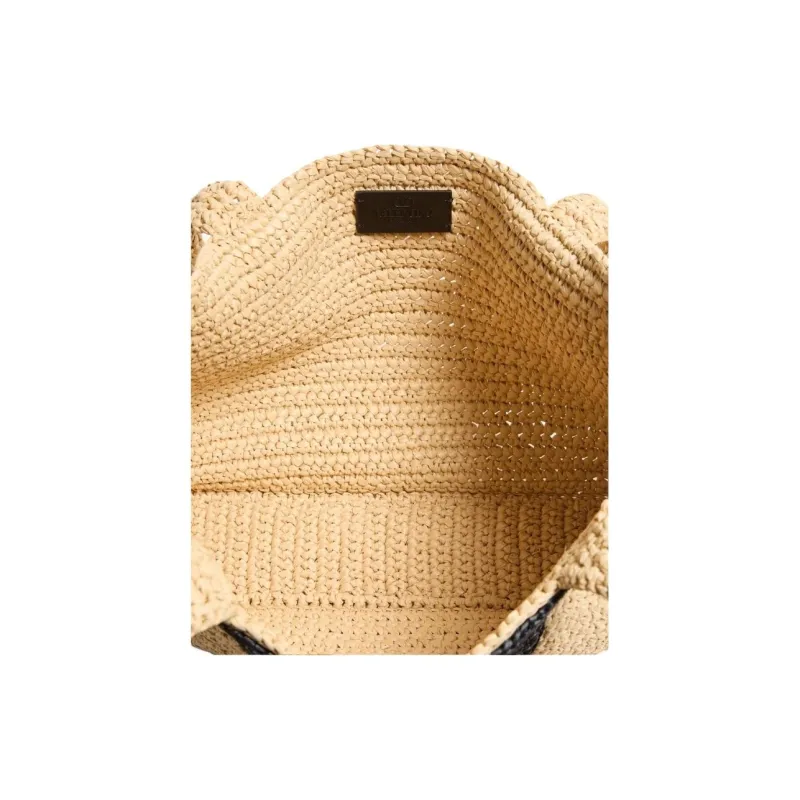 Valentino Raffia Tote Bag, Shopping Bag, Handbag, Shoulder Bag Medium Size Women's Natural-4