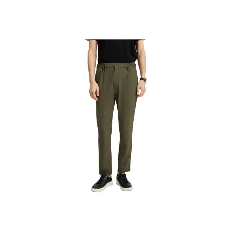 DIKENI Casual Pants Men's Green Plaid-0