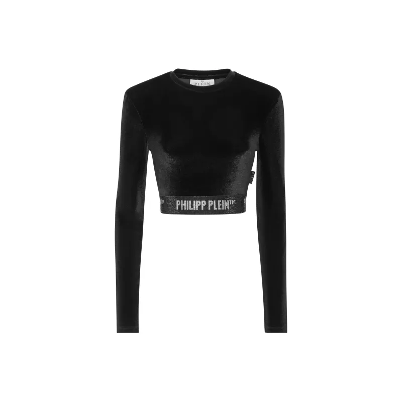 PHILIPP PLEIN Long underband Velvet Crop Top-0