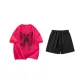 Clothing Set (Rose Red Short-Sleeved Shirt+Black Shorts)