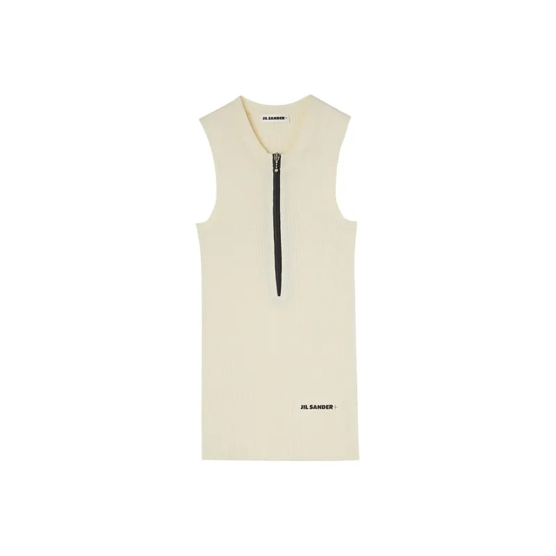 JIL SANDER Logo print Fine ribbed Tank Top-0