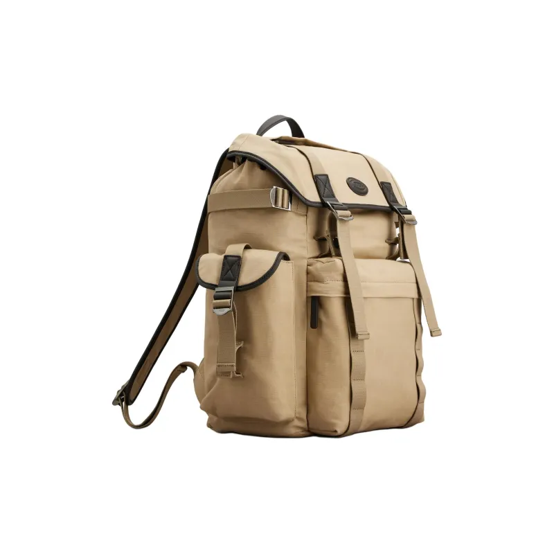 TOD'S Canvas With Leather Backpack Medium Size Men's Beige Yellow-1