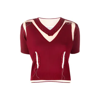 Maison Margiela Deconstructed V neck Knitted Top