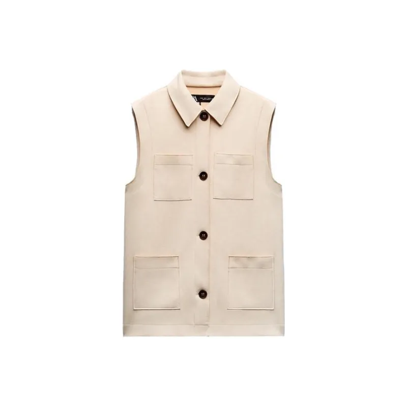 ZARA Tank Tops Women's Sand-0