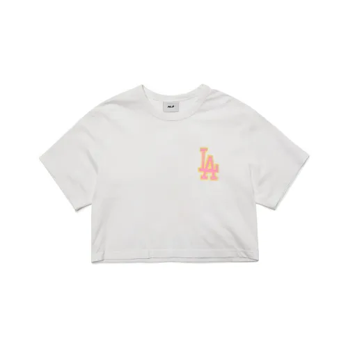 MLB Base Logo Crop Tops Women's White