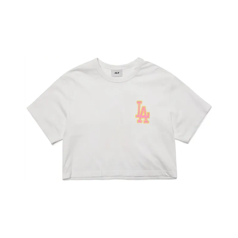 MLB Base Logo Crop Tops Women's White-0