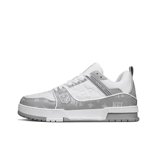NFL TR FG New Orleans Saints Low Top Skateboard Shoes Unisex White Gray