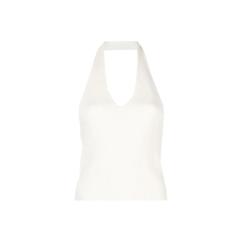 Reformation Carol Ribbed Halterneck Tank Top-0