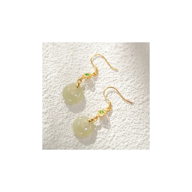FANHAOGANG JADE Hetian Jade Earrings White Jade Women's-6
