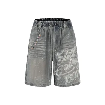 Swarovski X 1807 Denim Shorts Unisex Blue