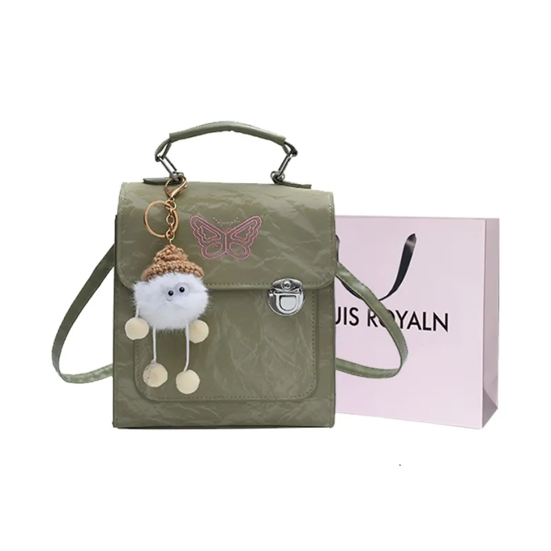 LOUIS ROYALN PU Backpack Women's Black/White/Pink/Silver/Green-17