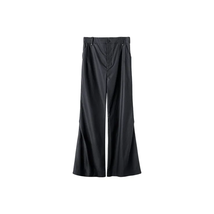 HUANXIANGZHE Flared Pants Loose Fit Straight Fit Casual Pants Unisex Black-0