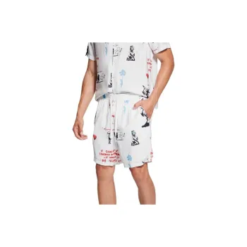 GUESS Graffiti Sandwashed Woven Shorts Casual Shorts Men's White