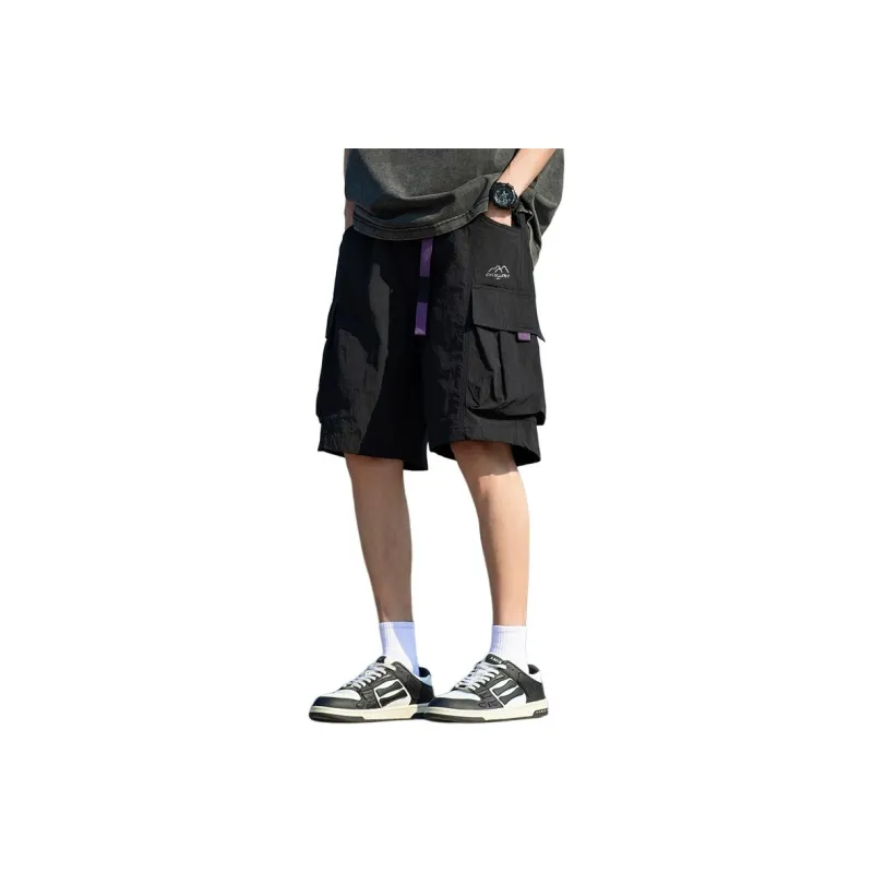 Warrior Huichao Riding The Wind Collection Cargo Shorts Unisex Lake Blue-10