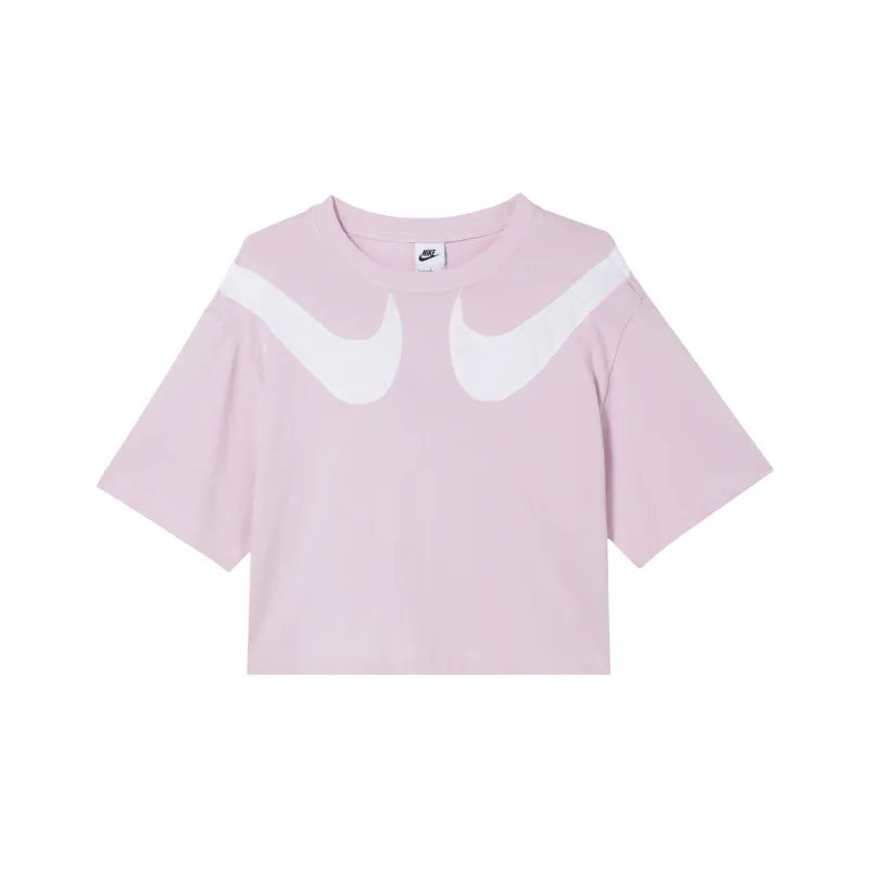 Nike Sportswear Swoosh Women's Cropped Crewneck T-Shirt Pink-0