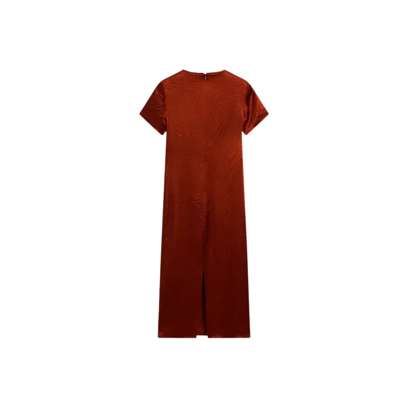 Massimo Dutti Short Sleeved Dress Women's Orange-1