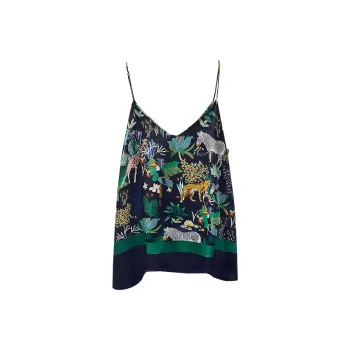 Cypress House Tank Tops Women's Black Background Yellow Green Floral