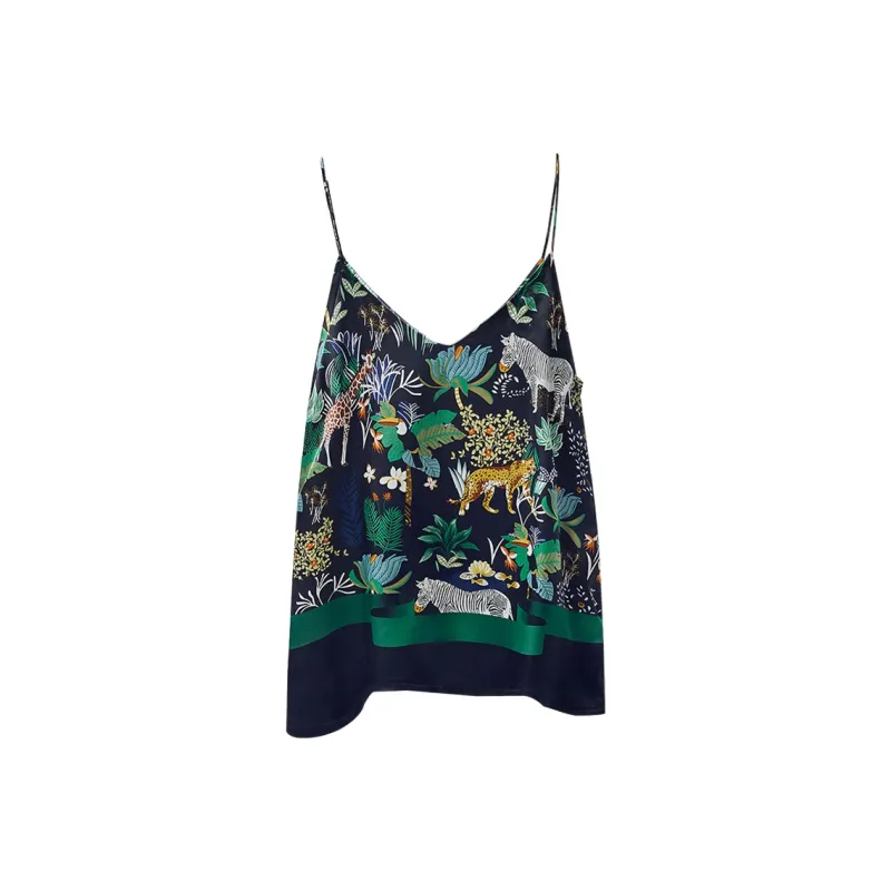 Cypress House Tank Top Women's Black With Yellow Green Floral-0