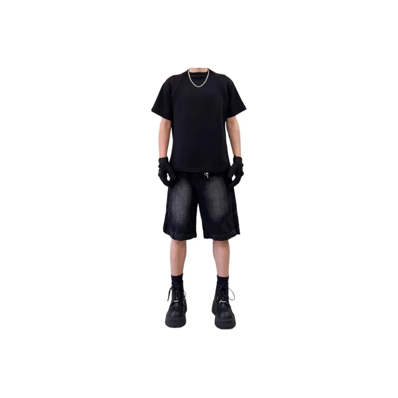DARK HORSE Denim Shorts Unisex Ink Black-0