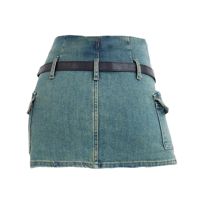 ZAVK Denim Short Skirts Women's Light Blue-1