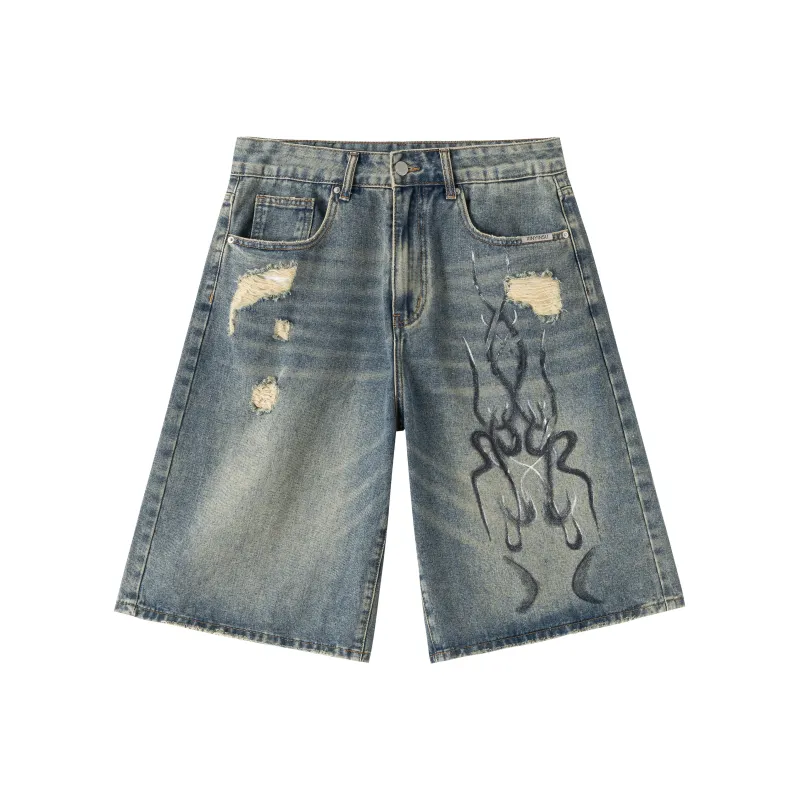 XINYINSU Denim Shorts Unisex Dark Blue-0