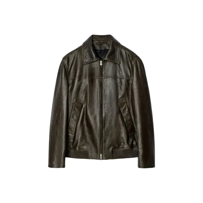 COS Leather Jacket Men's Dark Brown-0