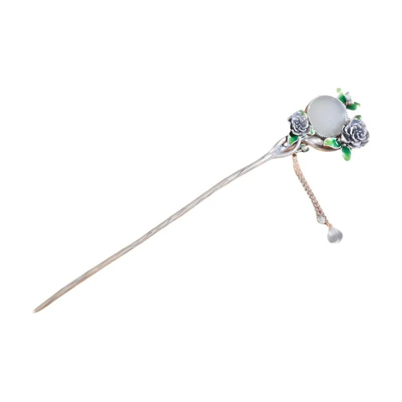 Jade Charm Yao Hetian Jade Hairpin White Jade/Pale Greenish White Jade Women's-0